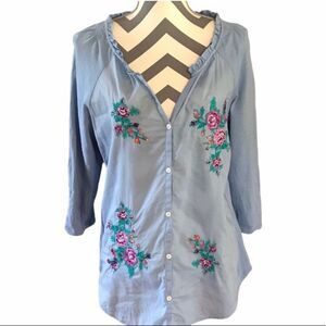 Khakis & Co SMALL Embroidered Blue Cotton Shirt